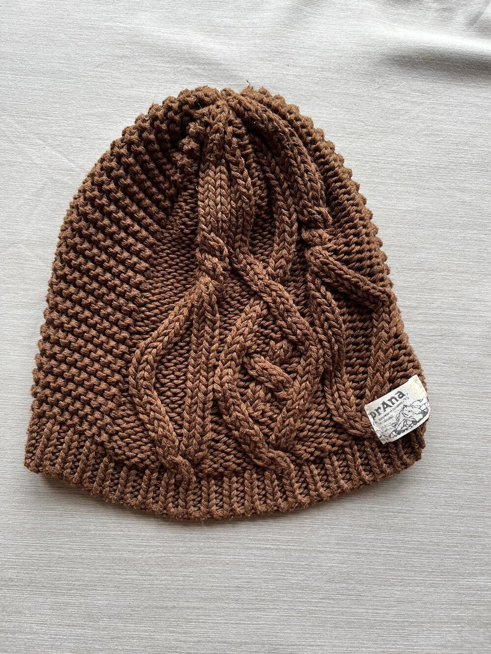 prAna Brown Cable Knit Beanie Hat One Size Outdoor Boho Gorpcore Winter